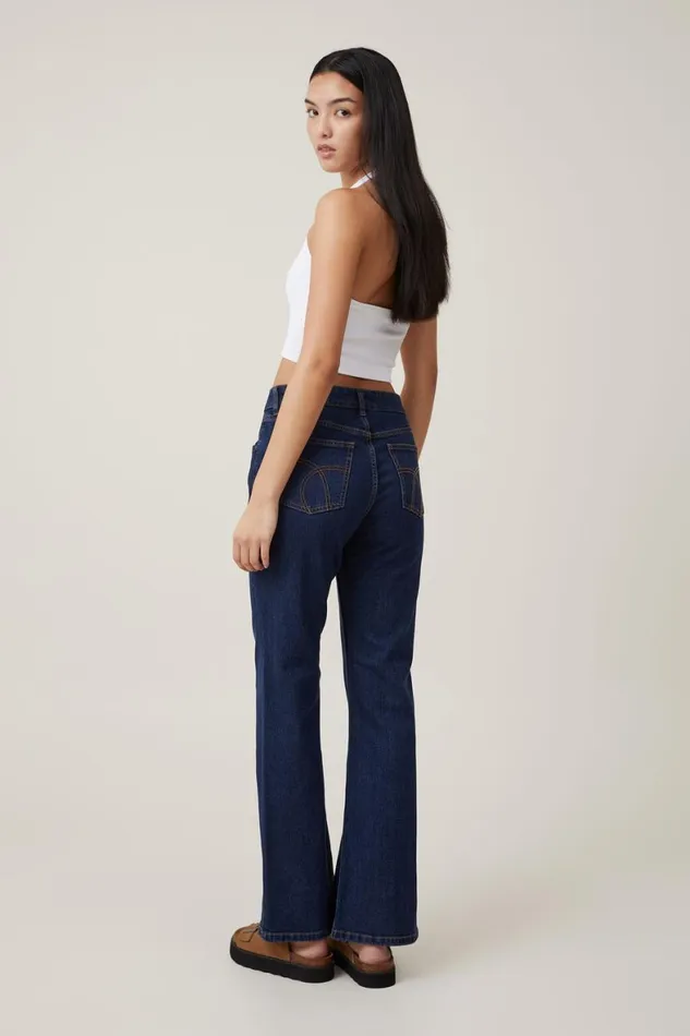 Women Jeans Cotton On Stretch Bootcut Flare Jean Rinse Blue