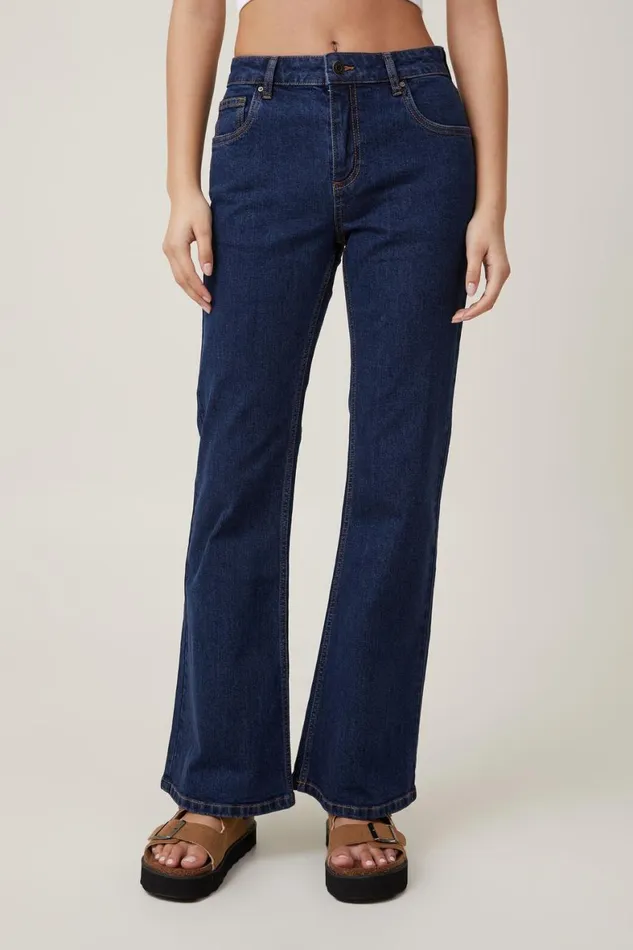 Women Jeans Cotton On Stretch Bootcut Flare Jean Rinse Blue