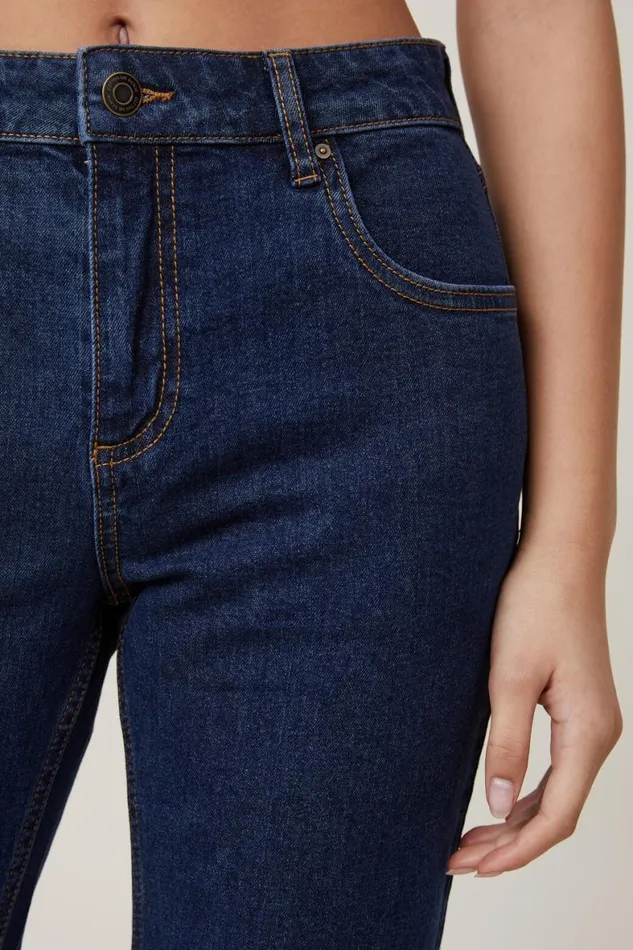 Women Jeans Cotton On Stretch Bootcut Flare Jean Rinse Blue