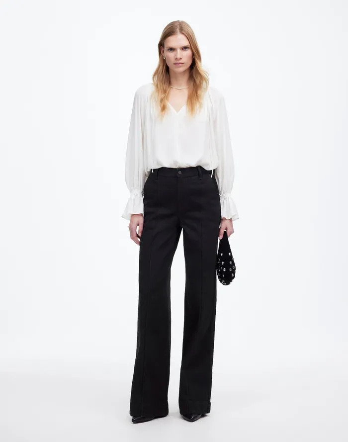 Women Jeans Madewell SuperwideLeg Trouser Jeans Black Rinse Wash