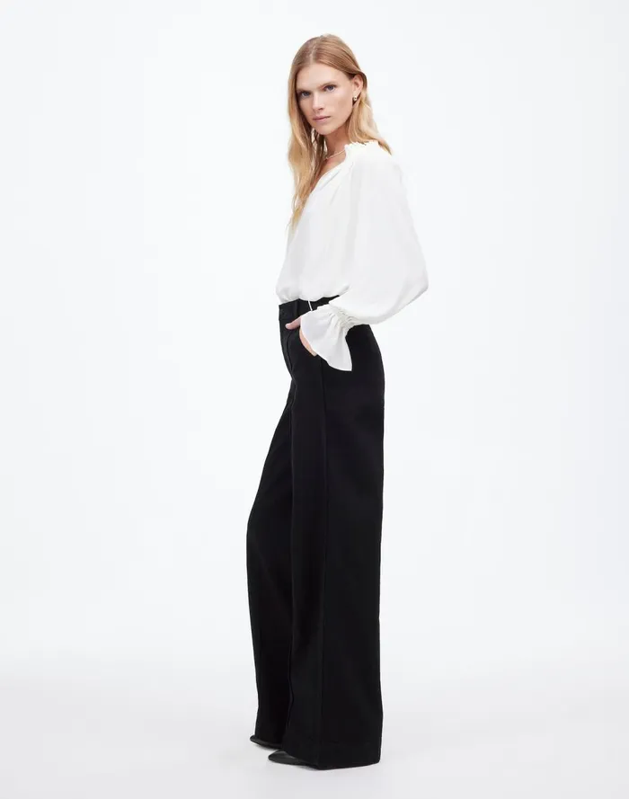 Women Jeans Madewell SuperwideLeg Trouser Jeans Black Rinse Wash