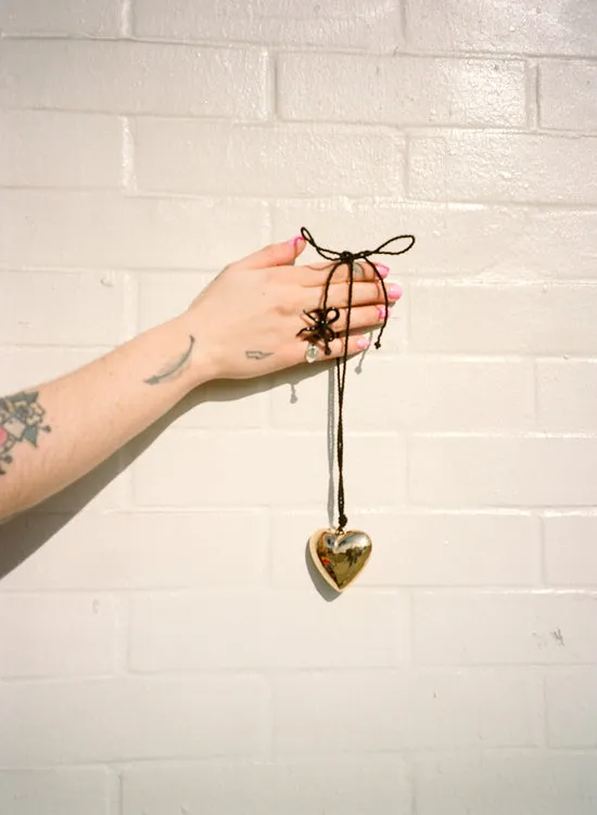 Women Jewelry Lisa Says Gah Puffy Heart Necklace Gold Black
