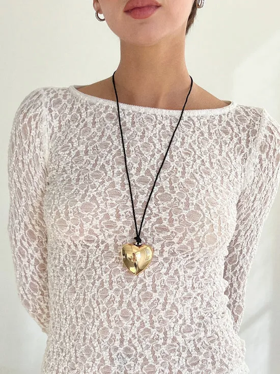 Women Jewelry Lisa Says Gah Puffy Heart Necklace Gold Black