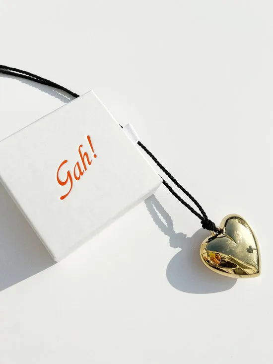 Women Jewelry Lisa Says Gah Puffy Heart Necklace Gold Black