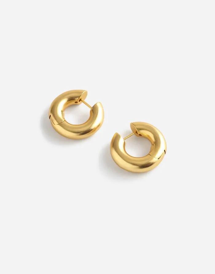 Women Jewelry Madewell Chunky Donut Small Hoop Earrings Vintage Gold