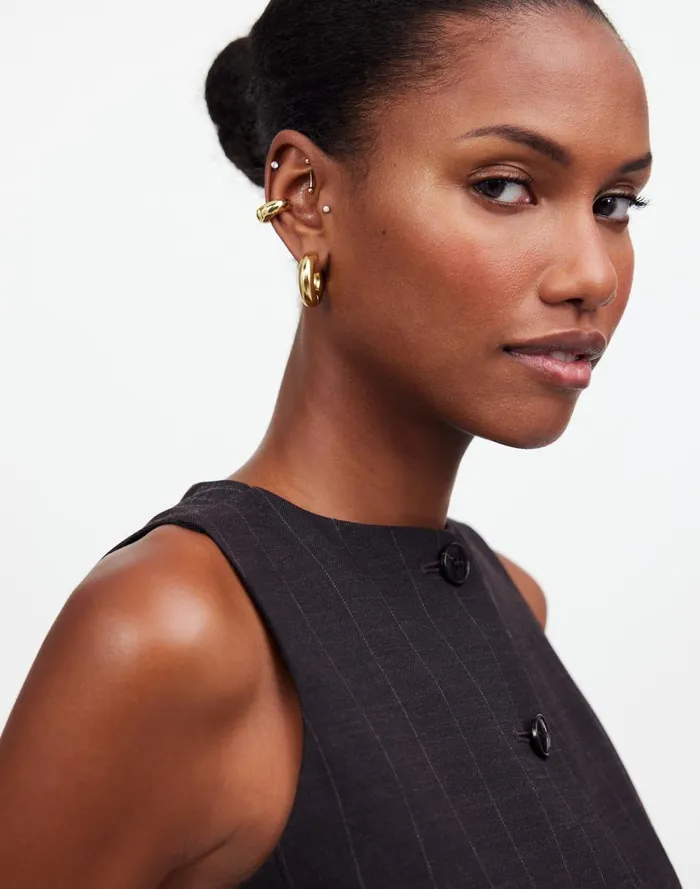 Women Jewelry Madewell Chunky Donut Small Hoop Earrings Vintage Gold