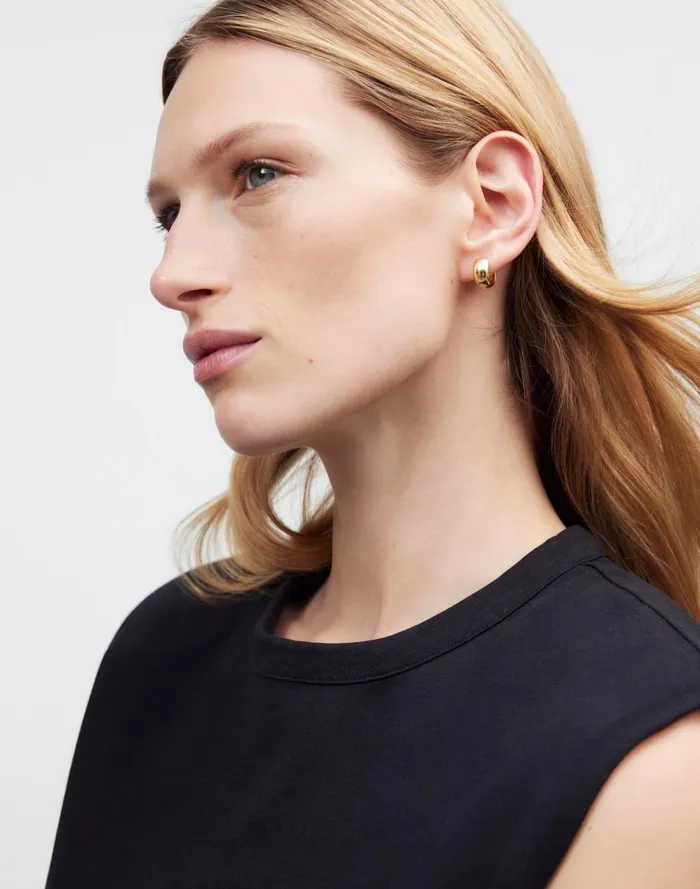Women Jewelry Madewell DemiFine Chunky Huggie Hoop Earrings 14k Gold