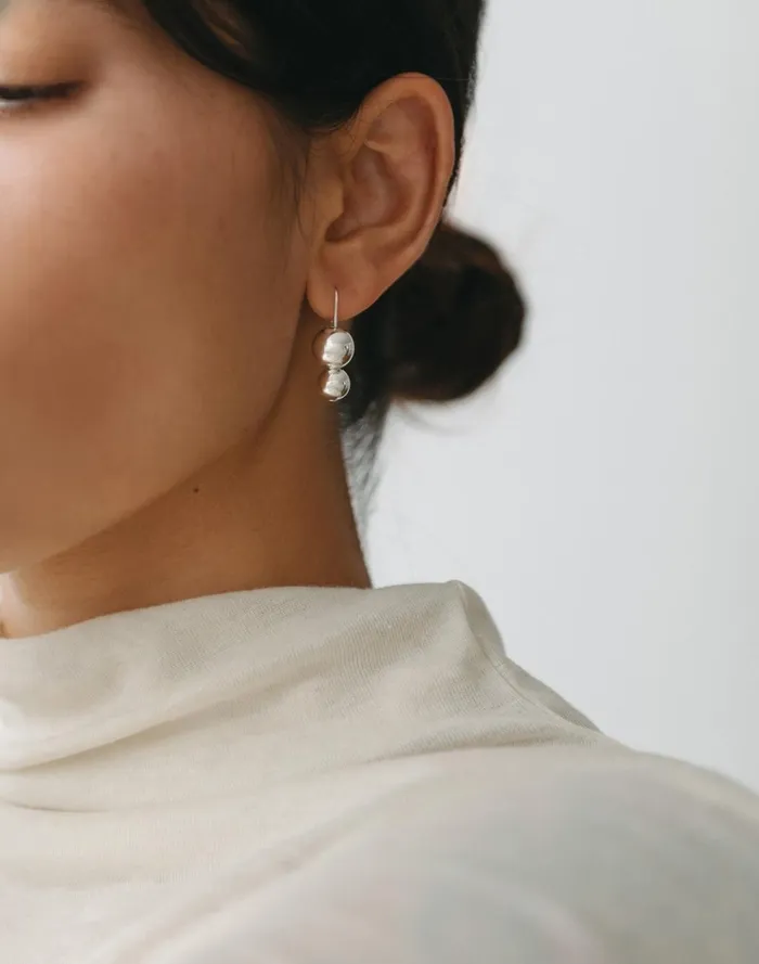 Women Jewelry Madewell Maslo Jewelry Double Orb Silver Earrings Silver