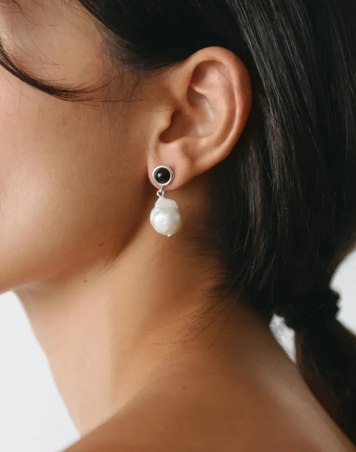 Women Jewelry Madewell Maslo Jewelry Laurel Baroque Earrings Silver