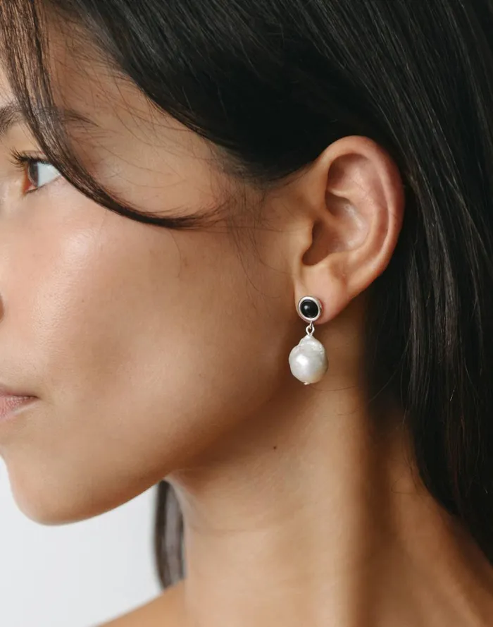 Women Jewelry Madewell Maslo Jewelry Laurel Baroque Earrings Silver