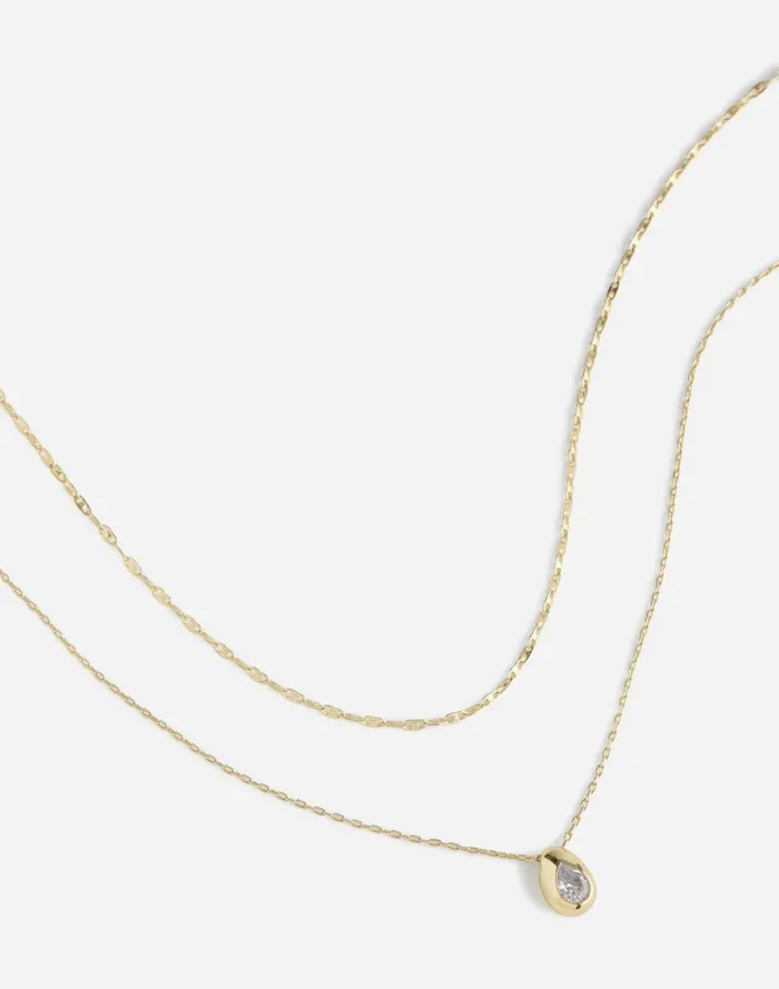 Women Jewelry Madewell TwoPack Pear Crystal Pendant Necklace Set Pale Gold
