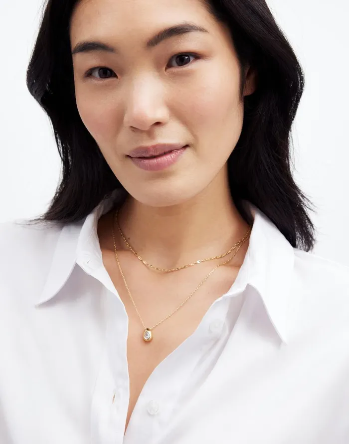 Women Jewelry Madewell TwoPack Pear Crystal Pendant Necklace Set Pale Gold