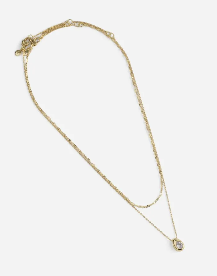 Women Jewelry Madewell TwoPack Pear Crystal Pendant Necklace Set Pale Gold