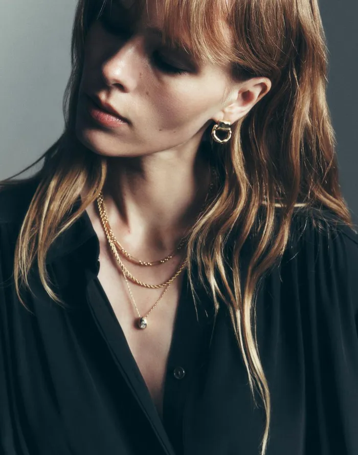 Women Jewelry Madewell TwoPack Pear Crystal Pendant Necklace Set Pale Gold