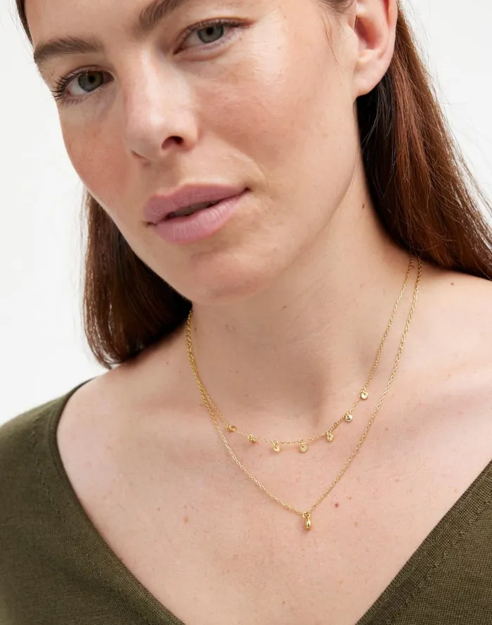 Women Jewelry Madewell TwoPack Station and Pendant Necklace Set Pale Gold