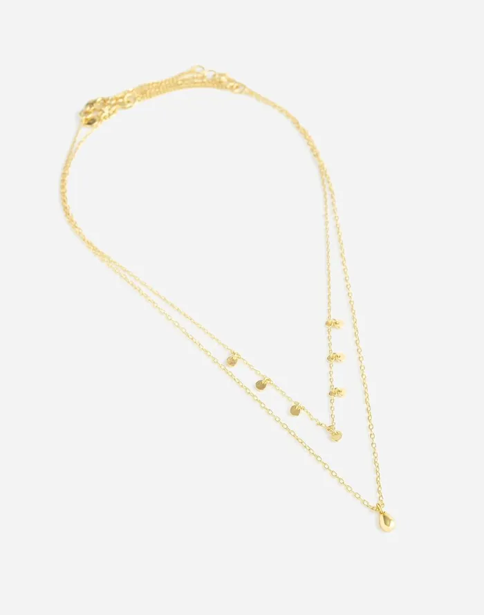 Women Jewelry Madewell TwoPack Station and Pendant Necklace Set Pale Gold