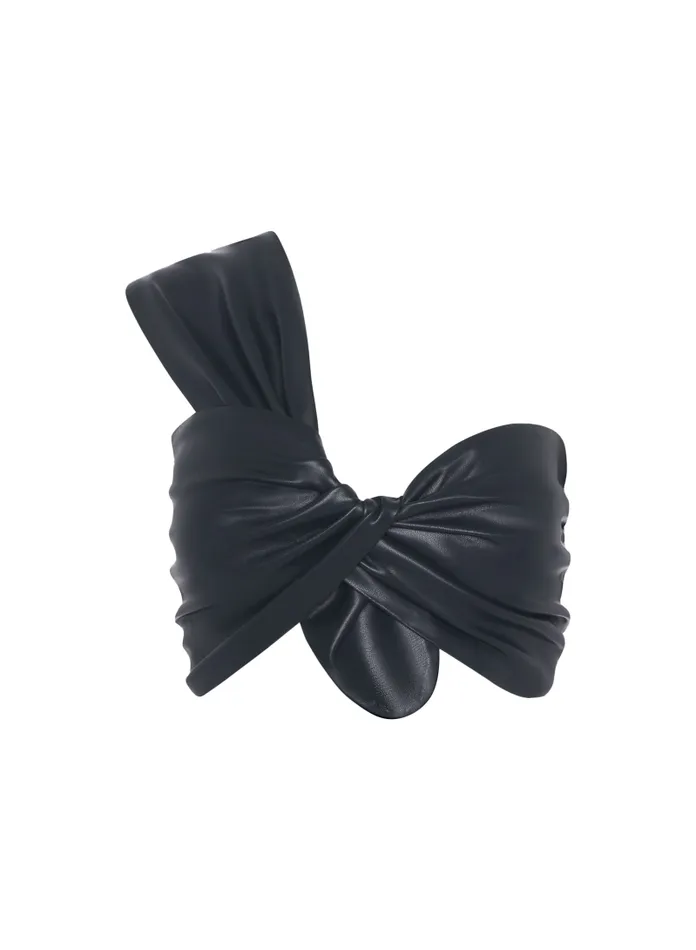 Women JOLIE Faux Leather One Shoulder Top Black LAMARQUE Tops Women JOLIE Faux Leather One Shoulder Top Black LAMARQUE Tops