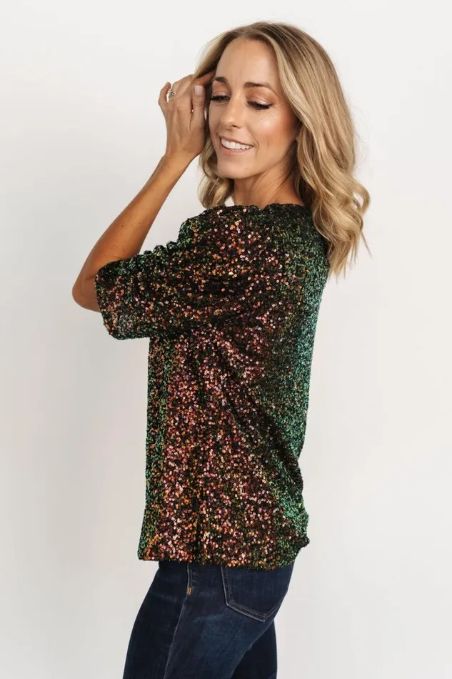 Women Joplin Sequin Top Black Multi Baltic Born Embellished and Sequined