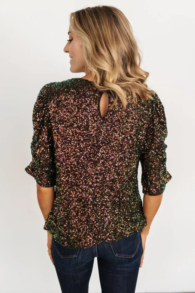 Women Joplin Sequin Top Black Multi Baltic Born Embellished and Sequined