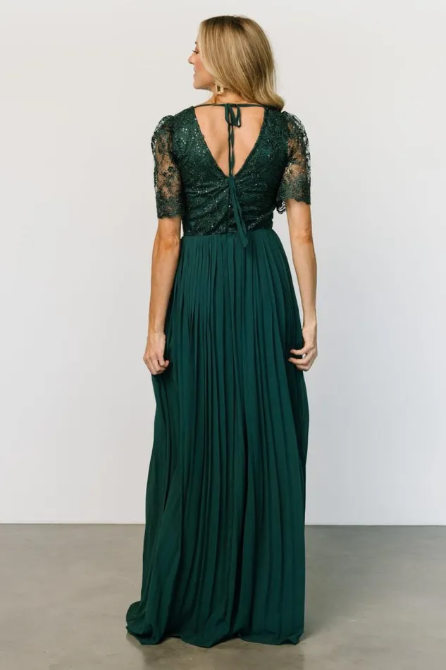 Women Josephine Pleated Maxi Dress Dark Green Baltic Born Embellished and Sequined Women Josephine Pleated Maxi Dress Dark Green Baltic Born Embellished and Sequined