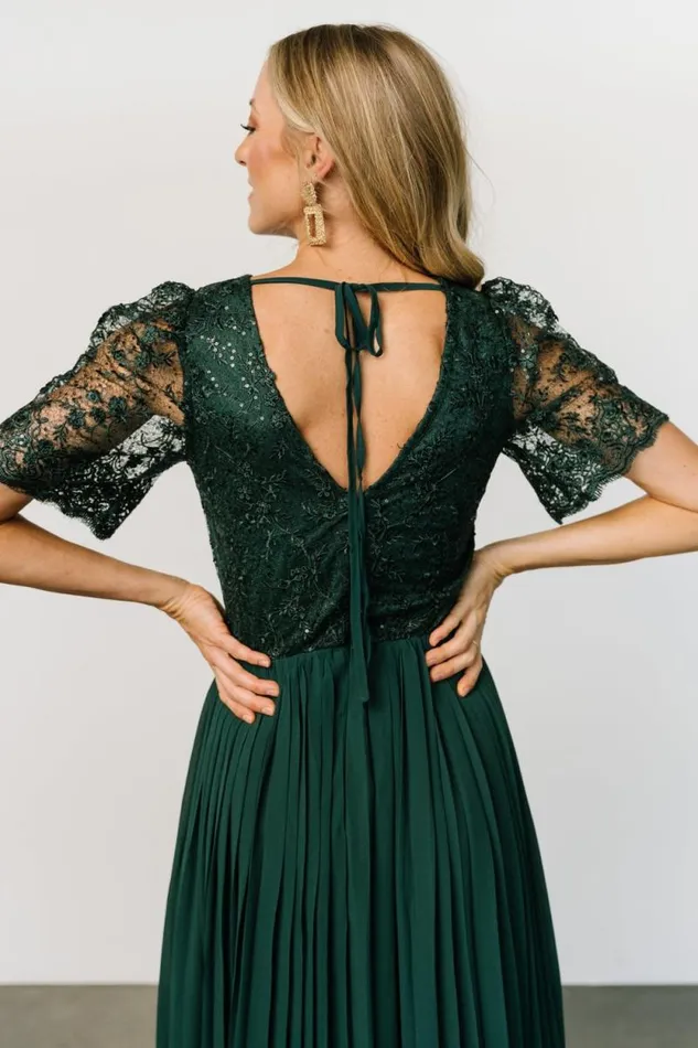 Women Josephine Pleated Maxi Dress Dark Green Baltic Born Embellished and Sequined Women Josephine Pleated Maxi Dress Dark Green Baltic Born Embellished and Sequined