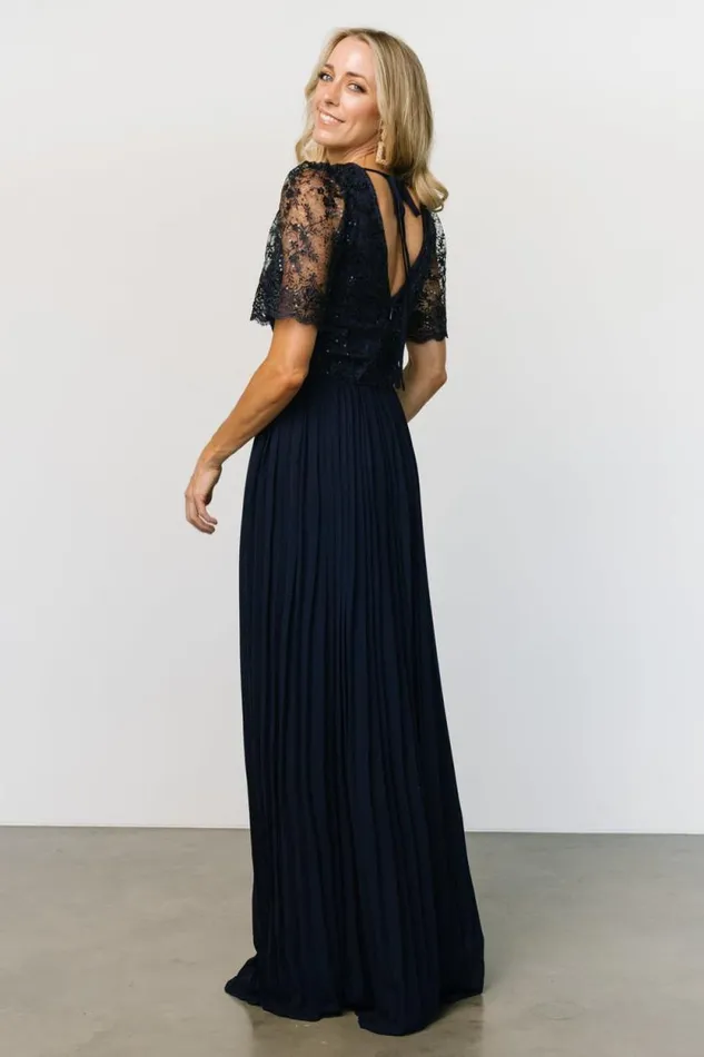 Women Josephine Pleated Maxi Dress Navy Baltic Born Embellished and Sequined Women Josephine Pleated Maxi Dress Navy Baltic Born Embellished and Sequined