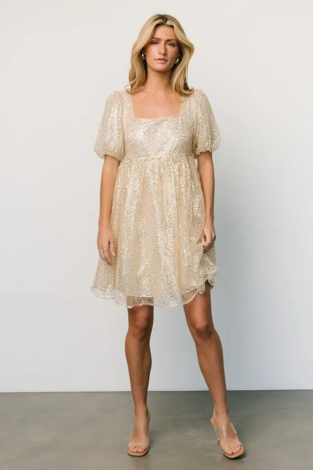 Women Joy Sequin Pearl Short Dress Gold Baltic Born Short Dresses