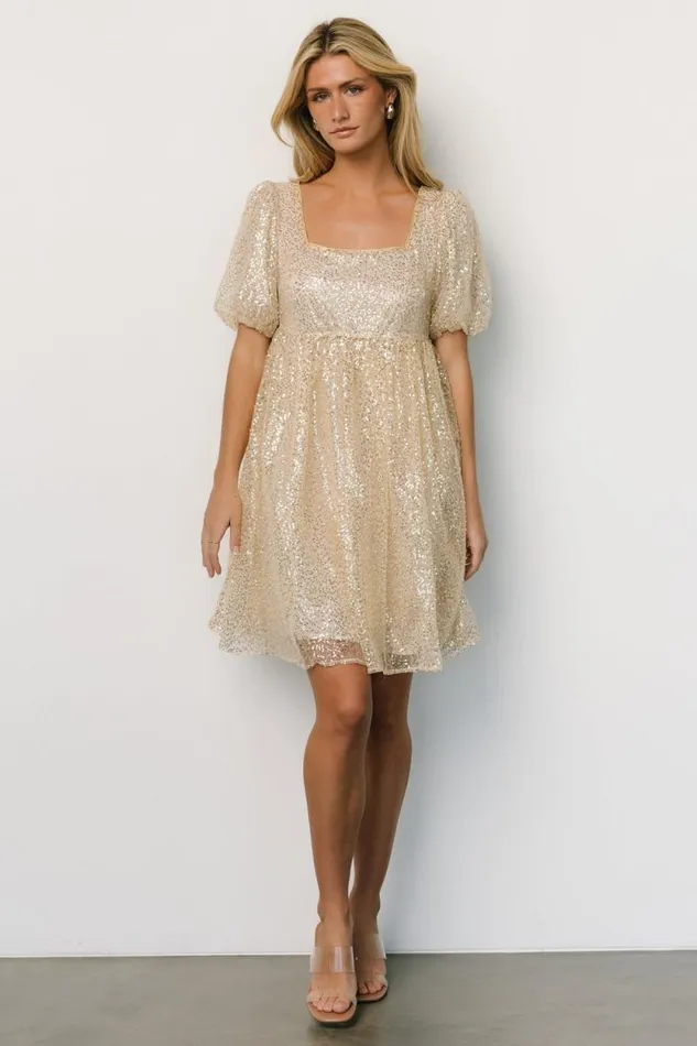 Women Joy Sequin Pearl Short Dress Gold Baltic Born Short Dresses