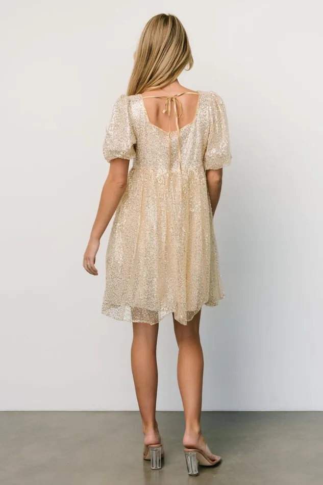Women Joy Sequin Pearl Short Dress Gold Baltic Born Short Dresses