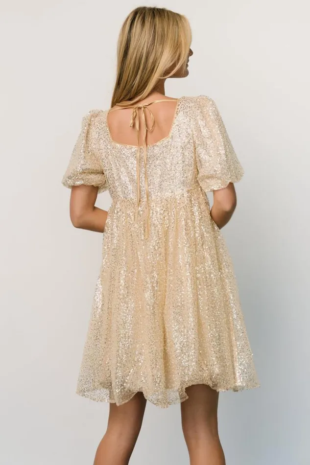 Women Joy Sequin Pearl Short Dress Gold Baltic Born Short Dresses