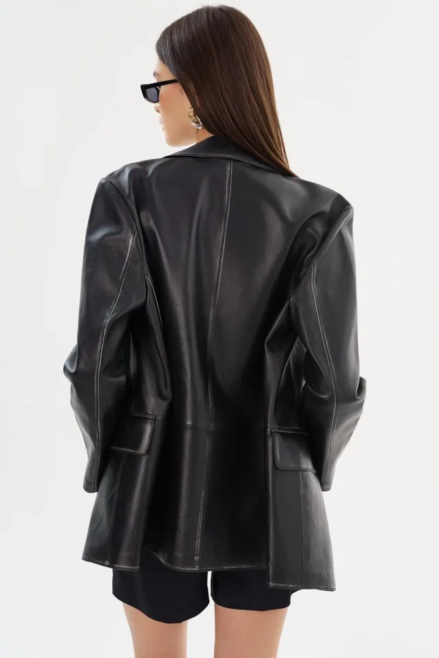 Women KARRIN Distressed Leather Blazer Distressed Black LAMARQUE Blazers Women KARRIN Distressed Leather Blazer Distressed Black LAMARQUE Blazers