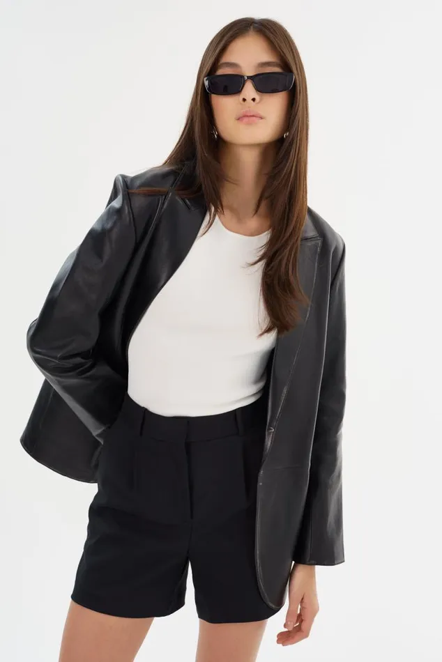 Women KARRIN Distressed Leather Blazer Distressed Black LAMARQUE Blazers Women KARRIN Distressed Leather Blazer Distressed Black LAMARQUE Blazers