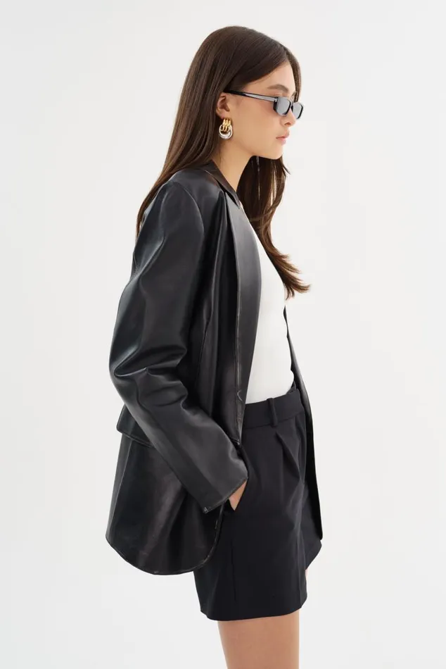 Women KARRIN Distressed Leather Blazer Distressed Black LAMARQUE Blazers Women KARRIN Distressed Leather Blazer Distressed Black LAMARQUE Blazers