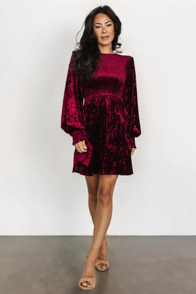 Women Kele Crushed Velvet Mini Dress Deep Berry Baltic Born Short Dresses