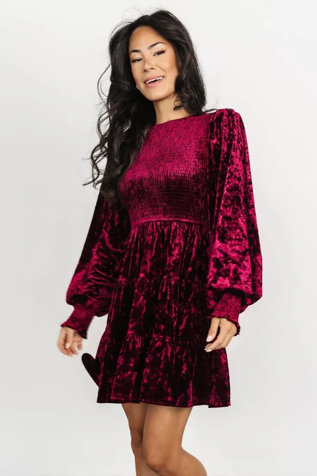 Women Kele Crushed Velvet Mini Dress Deep Berry Baltic Born Short Dresses