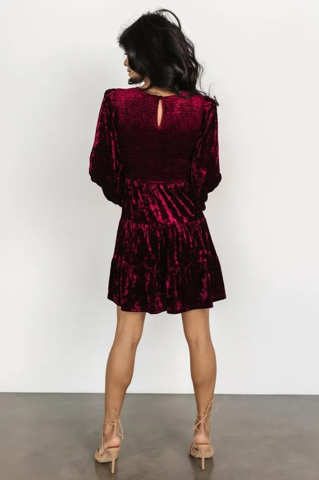 Women Kele Crushed Velvet Mini Dress Deep Berry Baltic Born Short Dresses