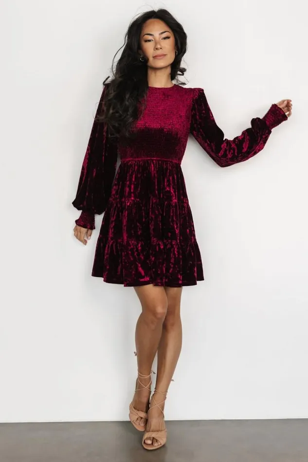 Women Kele Crushed Velvet Mini Dress Deep Berry Baltic Born Short Dresses