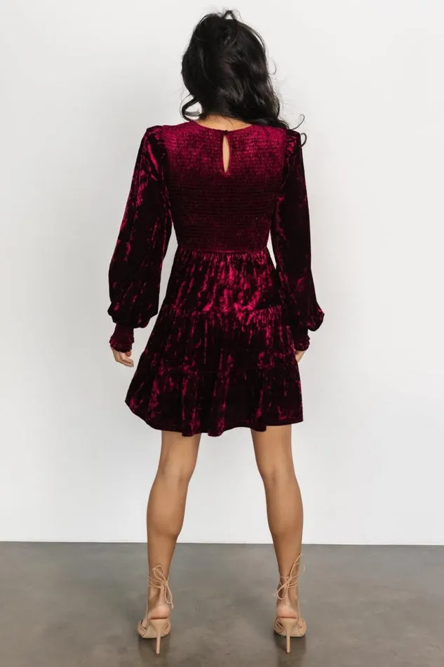 Women Kele Crushed Velvet Mini Dress Deep Berry Baltic Born Short Dresses