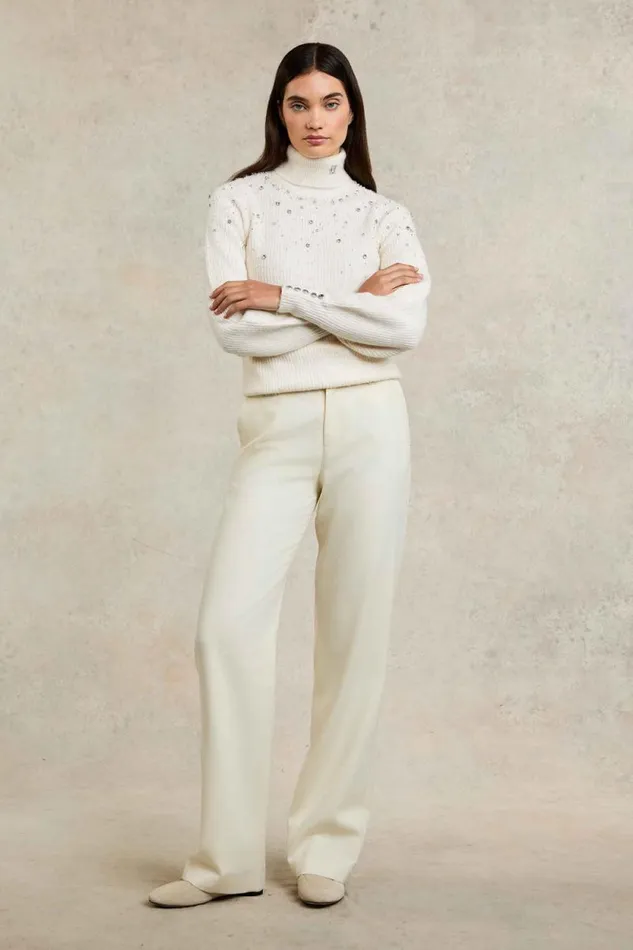 Women Kelsie Rib Embellished Roll Neck Natural Holland Cooper Knitwear Women Kelsie Rib Embellished Roll Neck Natural Holland Cooper Knitwear