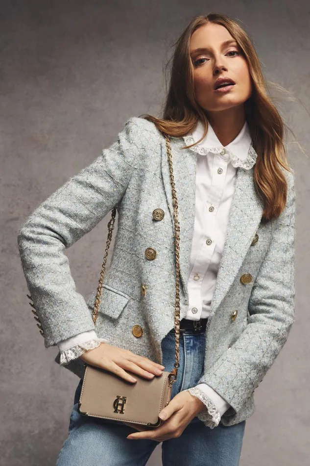 Women Knightsbridge Blazer Sky Blue Boucle Holland Cooper Blazers