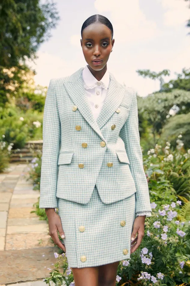 Women Knightsbridge Blazer Teal Houndstooth Holland Cooper Blazers