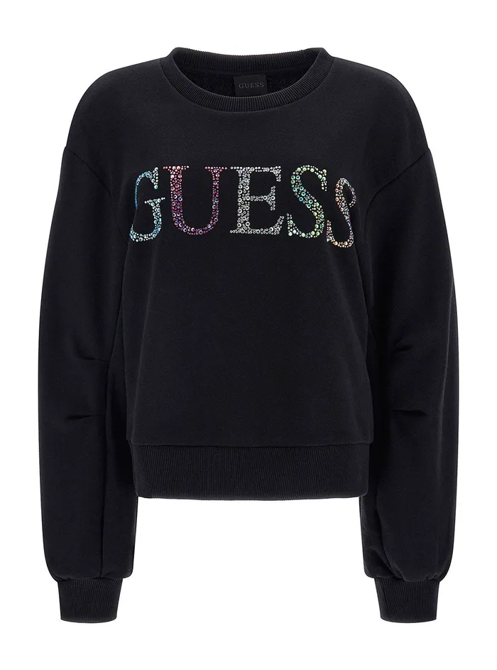Women Knits and Sweaters GUESS Eco Black Coloured Rhinestone Logo Jumper Women Knits and Sweaters GUESS Eco Black Coloured Rhinestone Logo Jumper