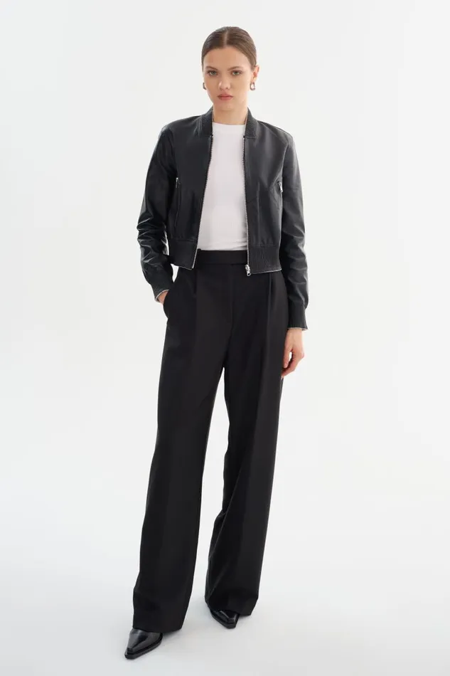 Women KORDELLA Reversible Leather Bomber Jacket Blacksilver LAMARQUE Leather Jackets