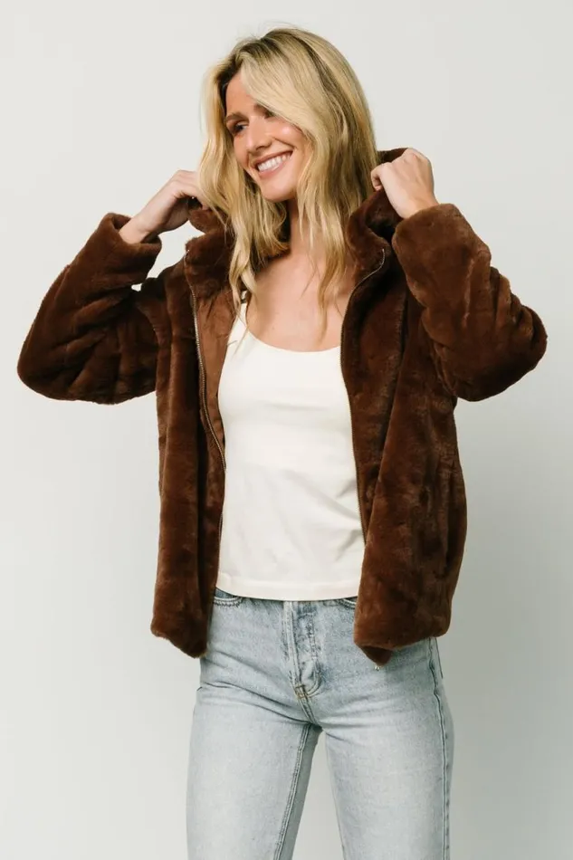 Women Leeds Faux Fur Jacket Brown Baltic Born Outerwear Women Leeds Faux Fur Jacket Brown Baltic Born Outerwear