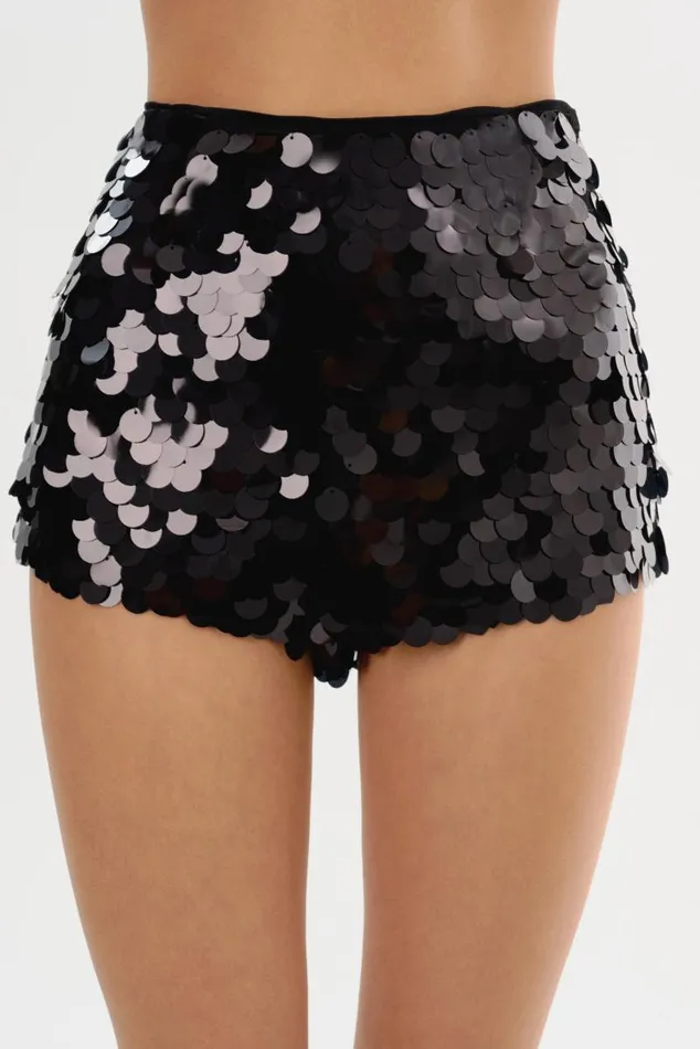 Women LEIDA Sequin Shorts Black LAMARQUE Pants and Shorts Women LEIDA Sequin Shorts Black LAMARQUE Pants and Shorts