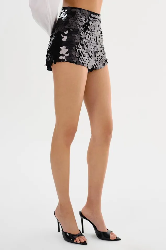 Women LEIDA Sequin Shorts Black LAMARQUE Pants and Shorts Women LEIDA Sequin Shorts Black LAMARQUE Pants and Shorts