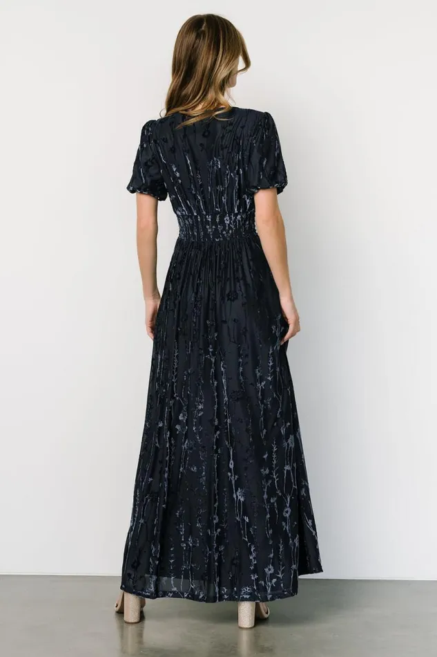 Women Leslie Velvet Maxi Dress Deep Blue Baltic Born Bump Friendly Women Leslie Velvet Maxi Dress Deep Blue Baltic Born Bump Friendly