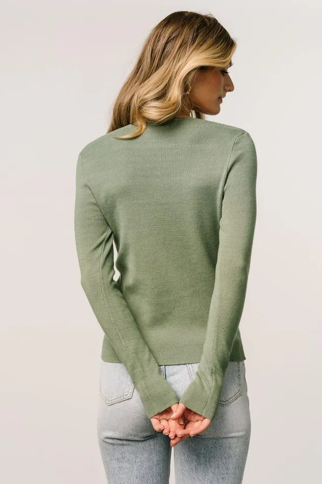 Women Lewis Knit Sweater Top Olive Baltic Born Blouses and Shirts