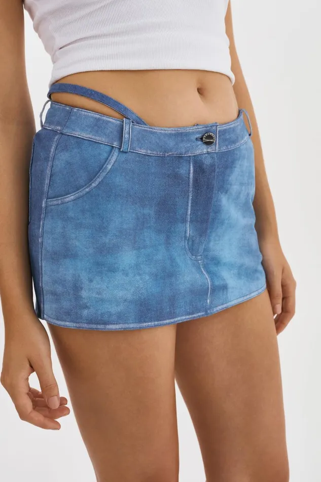 Women LIANA Leather Skort Distressed Indigo LAMARQUE Skirts Women LIANA Leather Skort Distressed Indigo LAMARQUE Skirts
