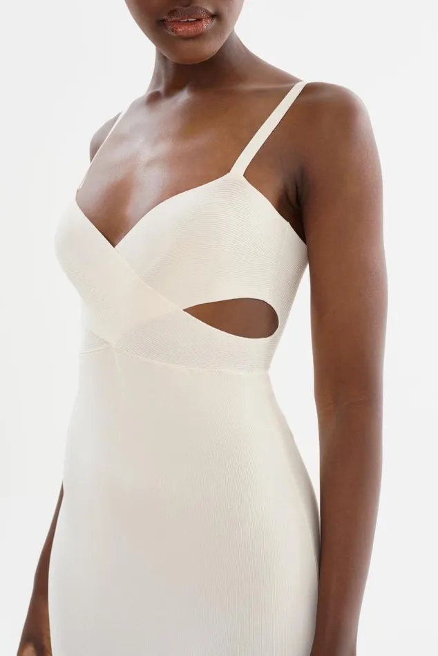 Women LIDIA Midi Knit Dress Off White LAMARQUE Dresses Women LIDIA Midi Knit Dress Off White LAMARQUE Dresses